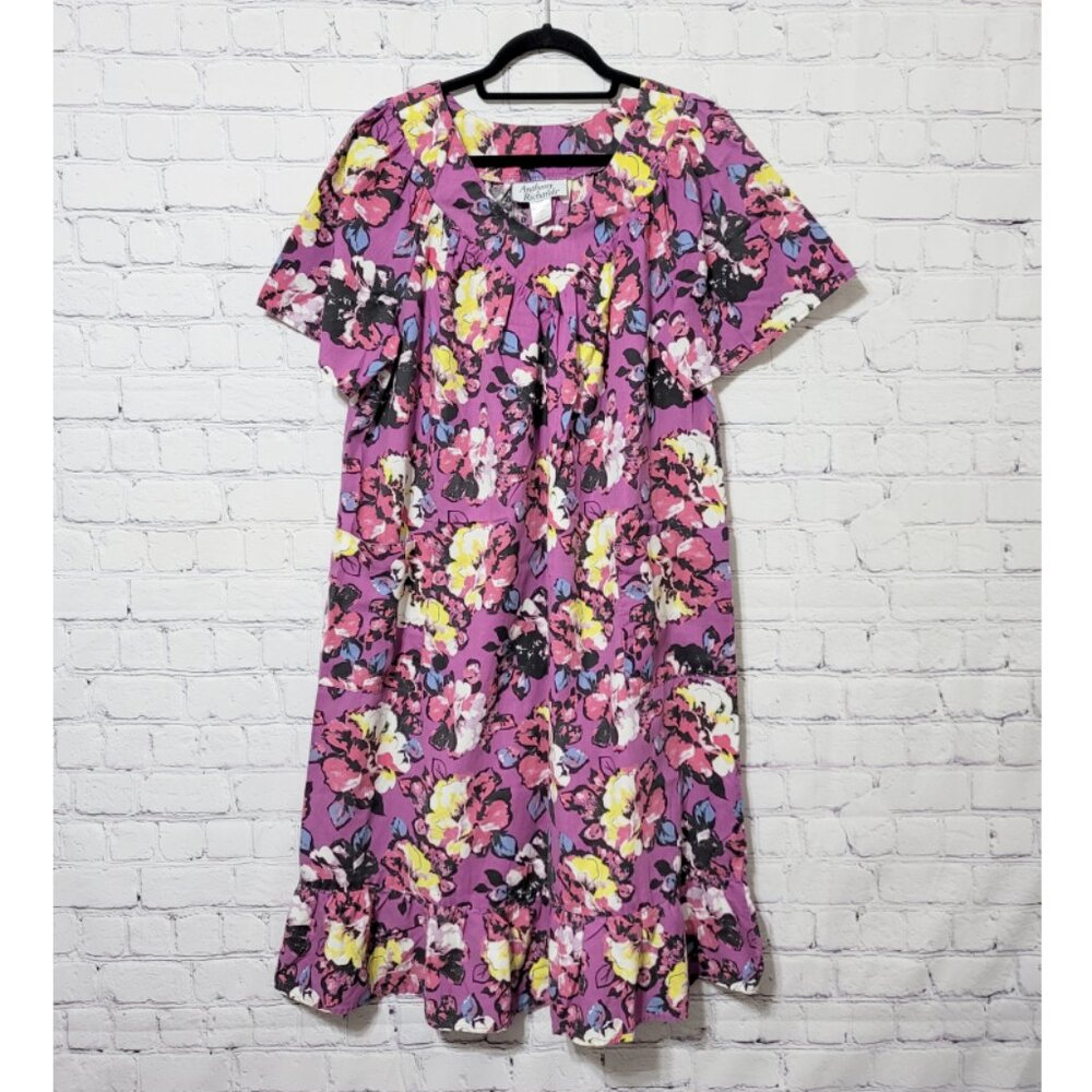 Anthony Richards Floral Short Sleeve Midi House Dress L